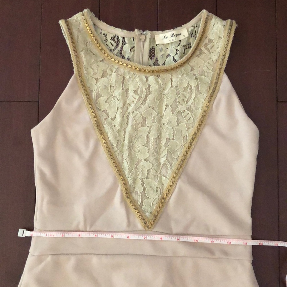 Beige/cream fitted cocktail dress size Small - Picture 5 of 8